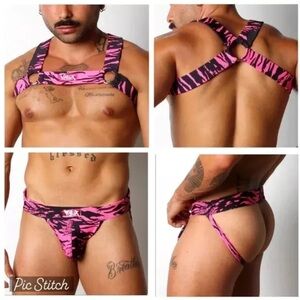 VAUX by CELLBLOCK 13 Pink Zebra Vx4 Complete Set: Harness AND Jockstrap